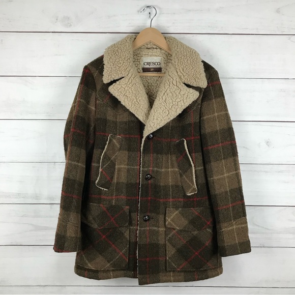 Vintage Jackets & Blazers - Vintage 1970s Cresco Plaid Sherpa Lined Jacket